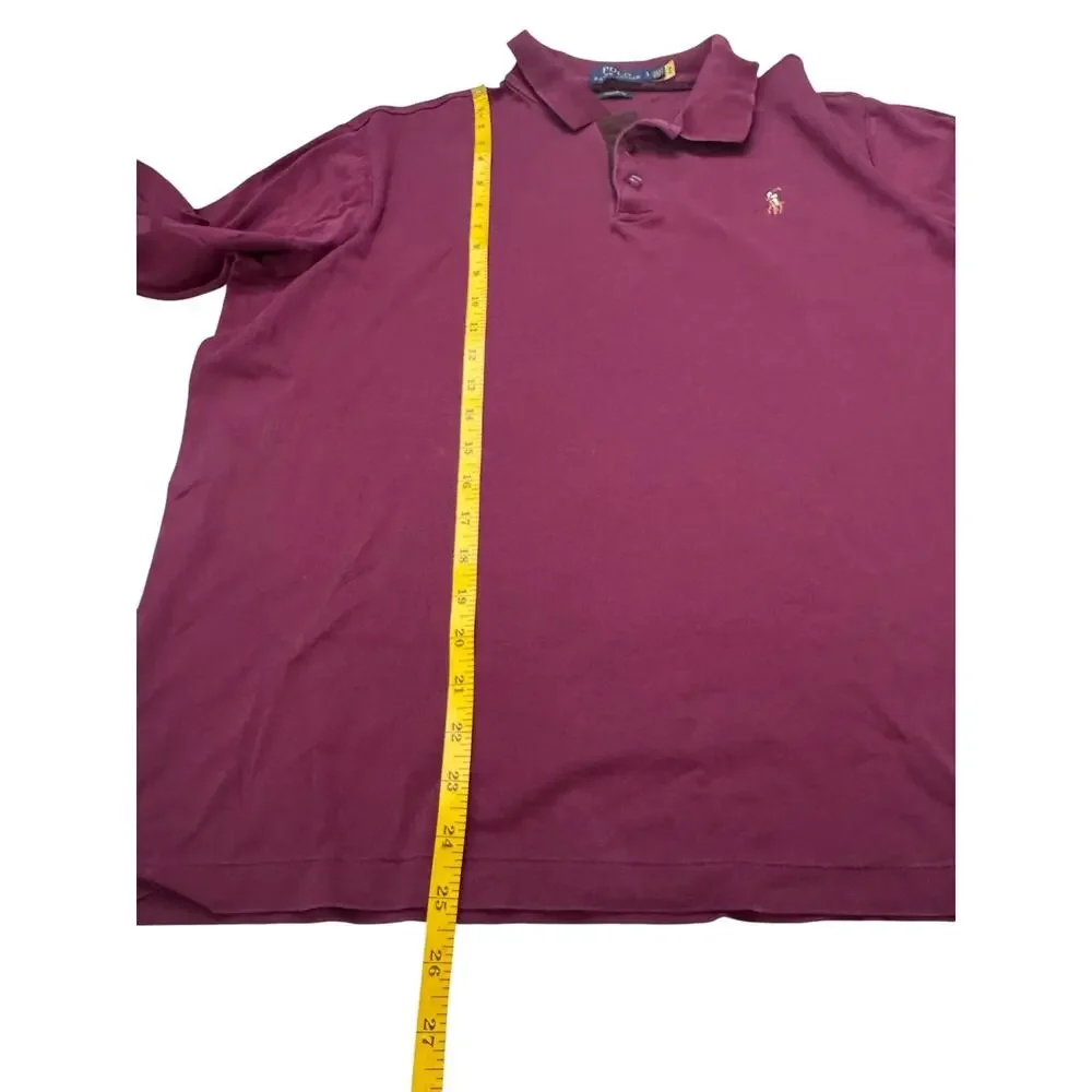 POLO RALPH LAUREN Classic Fit Red Long Sleeve Polo Shirt Mens Large Pony Logo